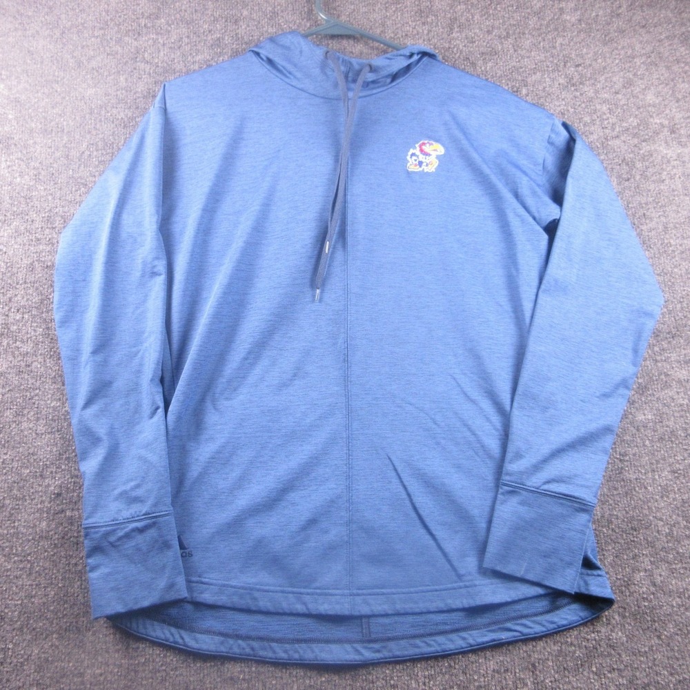Kansas Jayhawks Shirt Long Sleeve Hoodie Mens Medium Blue NCAA Basketball Adidas